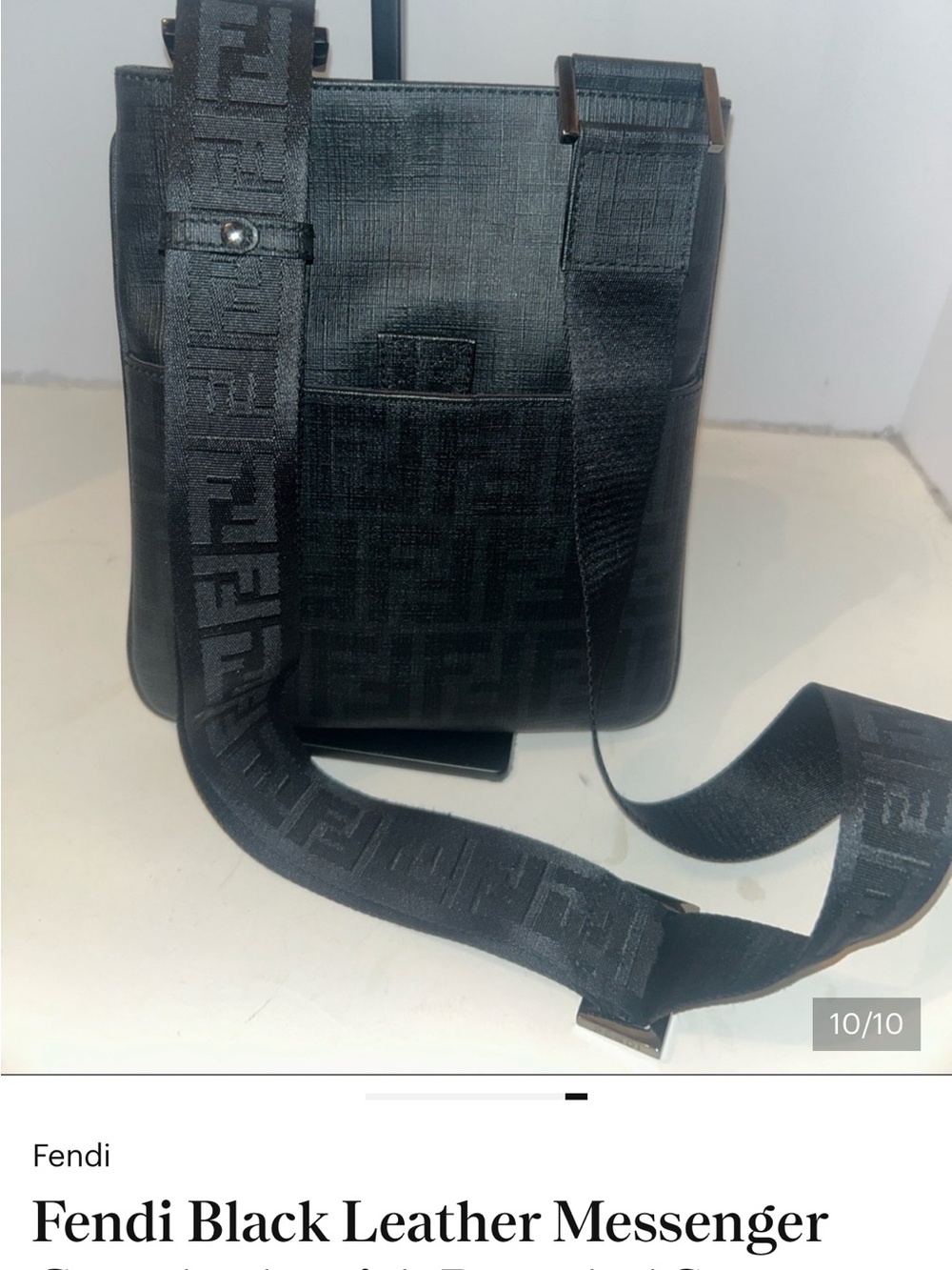 Fendi Black Crossbody Messenger with Logo Strap